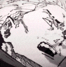 a close up of a drawing of a person 's face on a white background