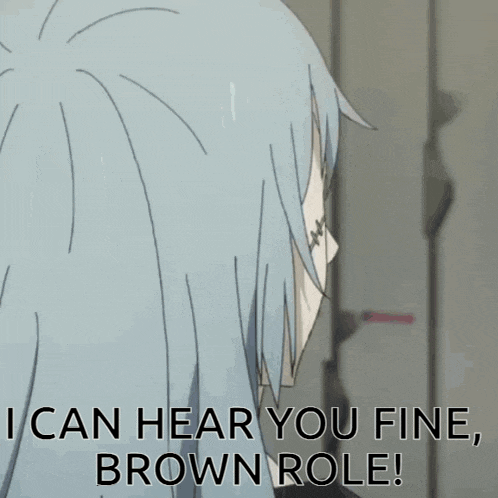 a cartoon character with stitches on her face says i can hear you fine , brown role