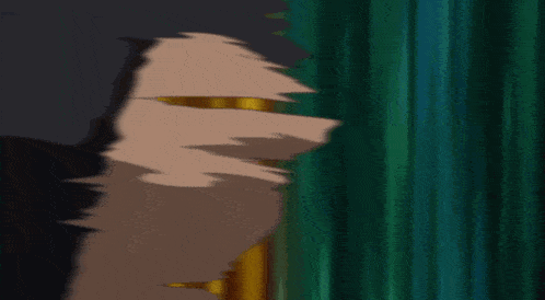two anime characters are standing next to each other and one is smiling