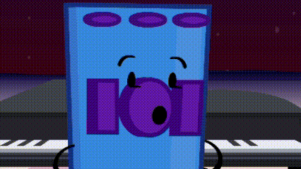 a cartoon character with the word lol on it is standing in front of a piano .