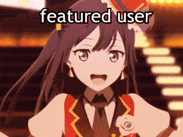 a picture of a girl with the words " featured user " on it