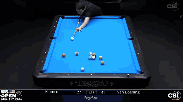 a man is playing pool on a diamond pool table sponsored by fargorate