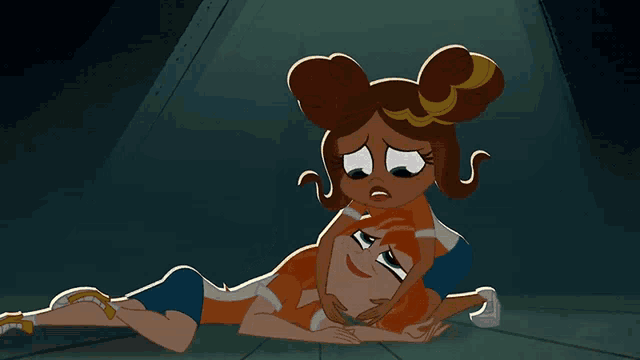 a cartoon of a girl laying on the ground with the words lo lamento tanto above her