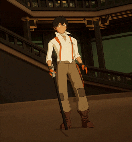 a cartoon character with a sword in his hand