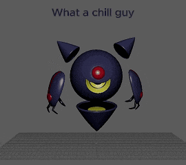 a 3d model of a robot with the words " what a chill guy " below it
