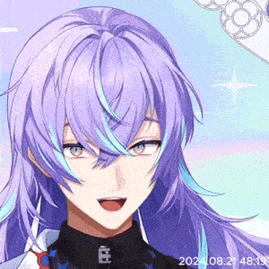 a close up of a purple haired anime character with a date stamp of 2021.08.21 4:19