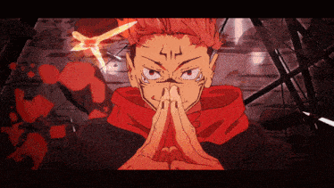 a drawing of a man with red hair and a number 4 on his face