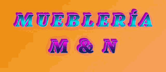 the word muebleria is written in purple and blue letters