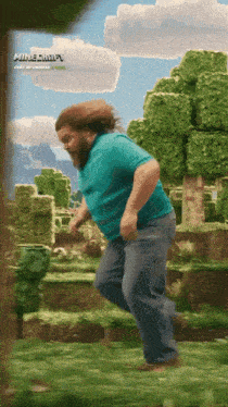 a man is running in a minecraft video