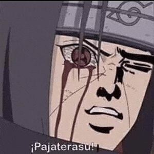 a close up of a cartoon character 's face with blood coming out of his eye .