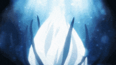 a blue background with a white object in the middle of it