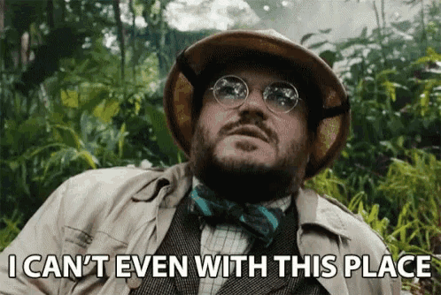 a man wearing a hat and glasses says i can 't even with this place