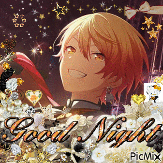a picture of a boy with the words " good night " on it