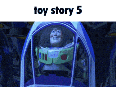 buzz lightyear from toy story 5 is smiling in a spaceship