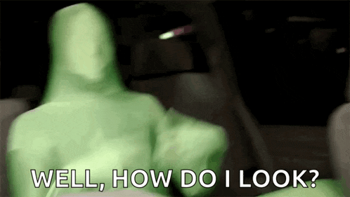 a person in a green suit is sitting in the back seat of a car .