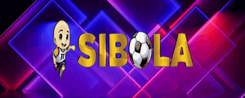 a logo for sibola with a soccer ball on a purple background