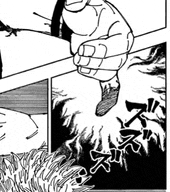 a black and white drawing of a person 's hand holding a knife .