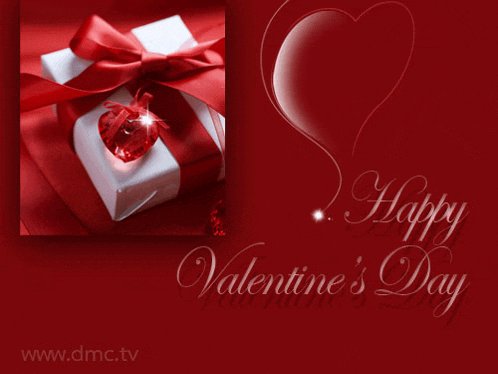 a happy valentine 's day card with a gift box
