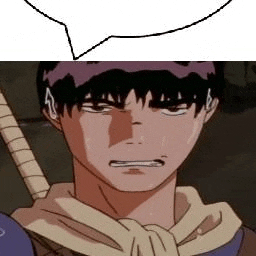 a cartoon of a man with a sword and a speech bubble .