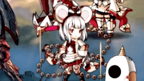 a girl in a mouse costume is standing next to a white object