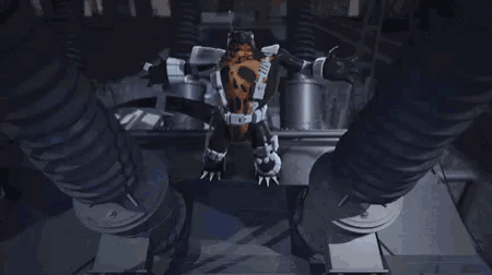 a robot is being shocked by lightning and the word shocking is visible