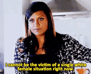 a woman in a leopard print jacket is talking about being the victim of a single white female situation right now .