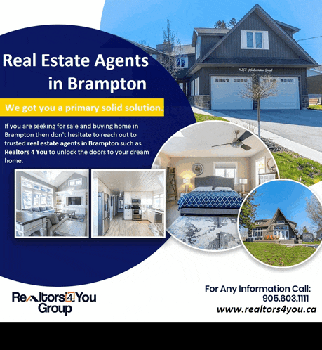 an advertisement for real estate agents in brampton with pictures of houses