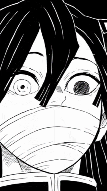 a drawing of a person with a mask on their face