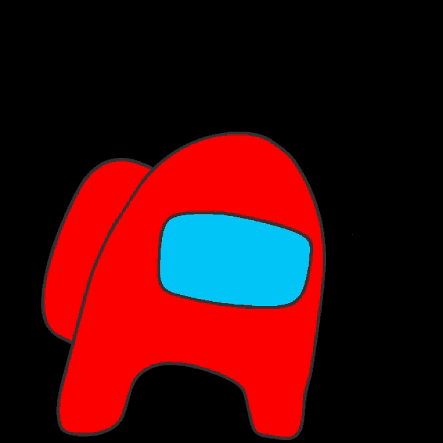 a red among us character is walking on a black background
