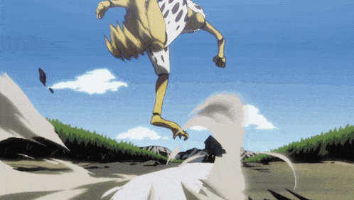 a cartoon character is flying through the air