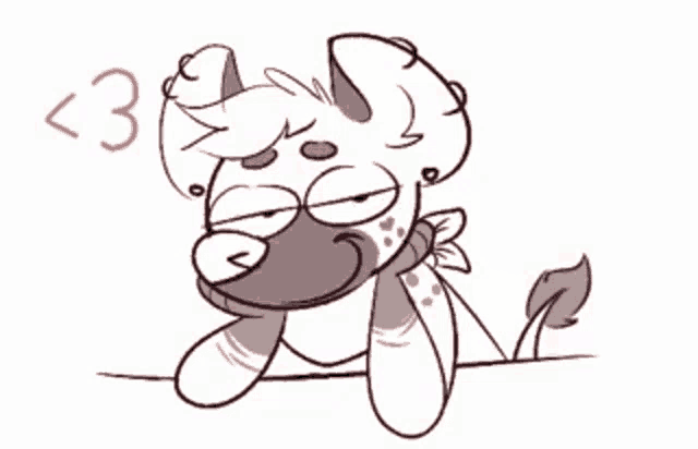 a drawing of a hyena with the number 3 above it 's head