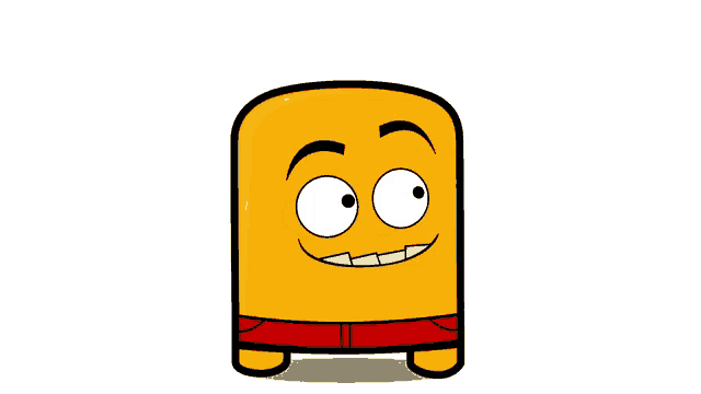 a yellow cartoon character with hearts in his eyes and his tongue sticking out