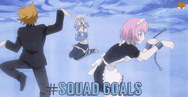 a group of anime characters with the words #squad goals on the bottom