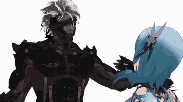 a man and a woman are standing next to each other in a video game