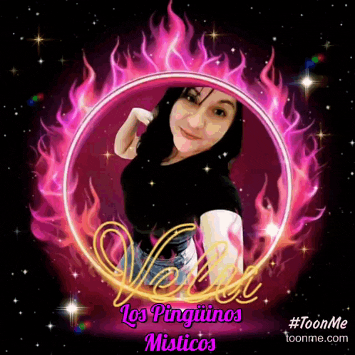 a picture of a woman with the words los pingüinos misticos written on it