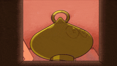 a cartoon drawing of a gold object with eyes