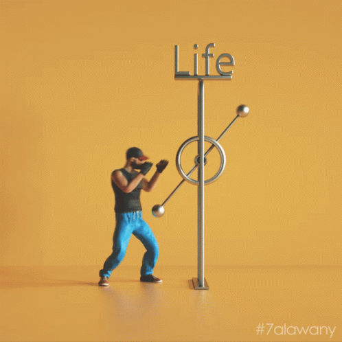 a man stands in front of a sign that says " life "
