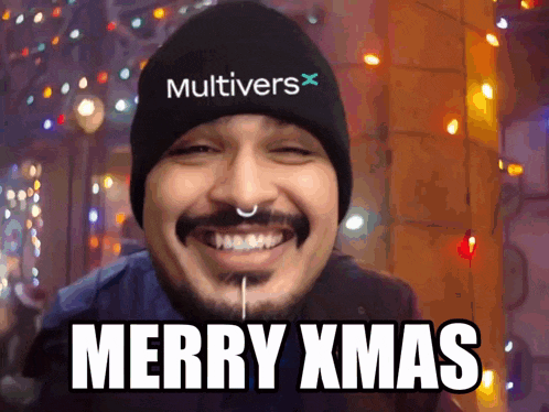 a man wearing a hat that says " multivers " on it