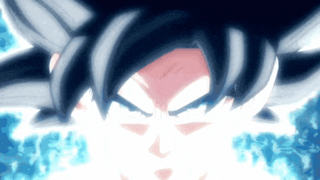 a close up of a dragon ball z character 's face with a blue background