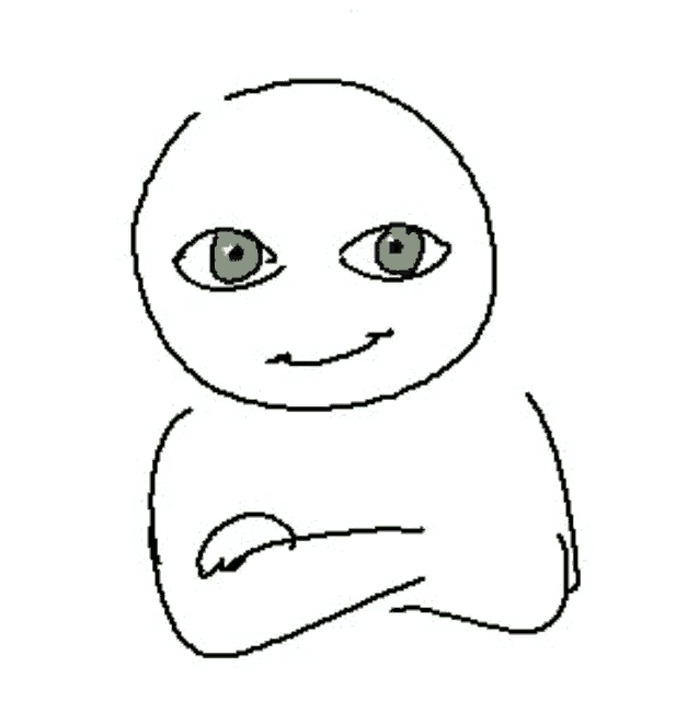 a drawing of a person with green eyes .