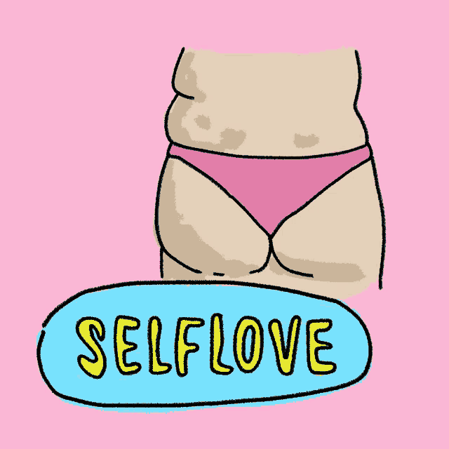 a cartoon of a woman 's butt with a sign that says selflove on it