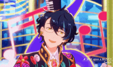 a man with glasses and a top hat is smiling in a video game