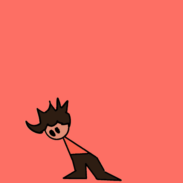 a cartoon character with a red shirt and black pants
