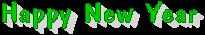 the word happy new year is green and white on a black background