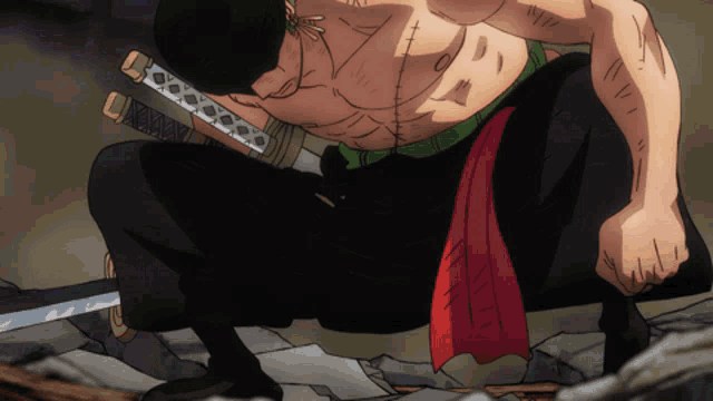 a drawing of a man with a sword in his hand