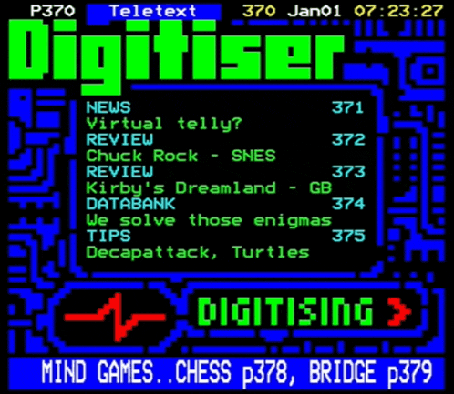 a screen that says ' digitiser ' on it