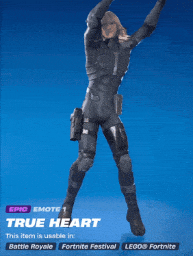 a video game character named true heart is featured on a blue background