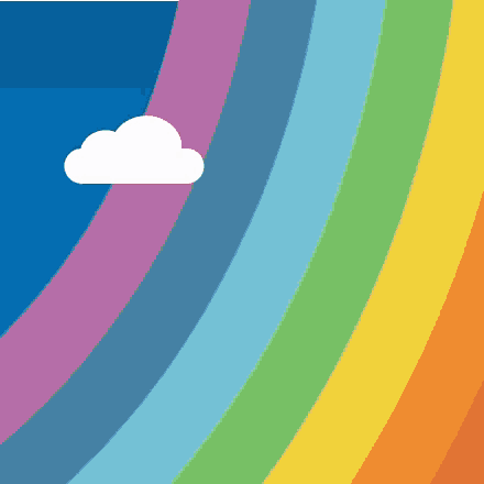 a rainbow with a white cloud in the middle of it