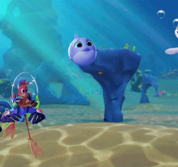 a cartoon shark is smiling in the water