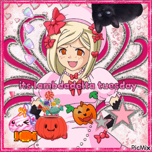 a picture of a girl with the words its lambdadelta tuesday on the bottom